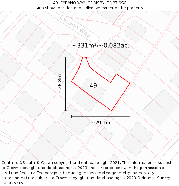 49, CYRANO WAY, GRIMSBY, DN37 9SQ: Plot and title map