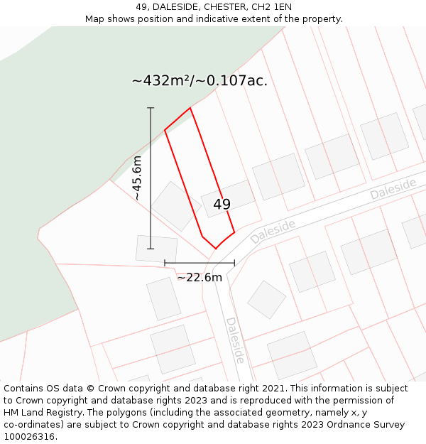 49, DALESIDE, CHESTER, CH2 1EN: Plot and title map