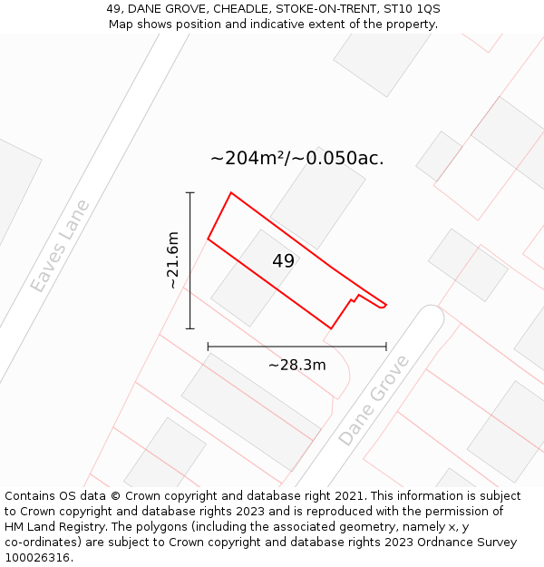 49, DANE GROVE, CHEADLE, STOKE-ON-TRENT, ST10 1QS: Plot and title map