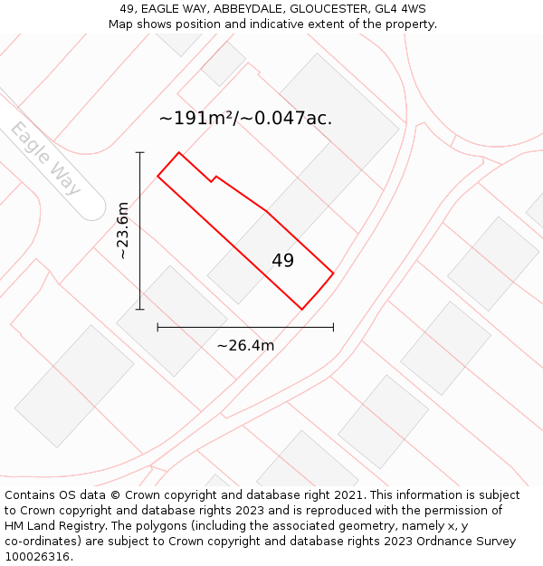 49, EAGLE WAY, ABBEYDALE, GLOUCESTER, GL4 4WS: Plot and title map