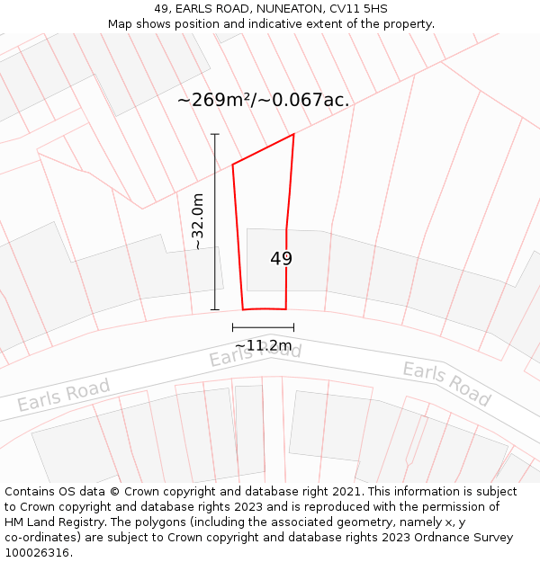 49, EARLS ROAD, NUNEATON, CV11 5HS: Plot and title map