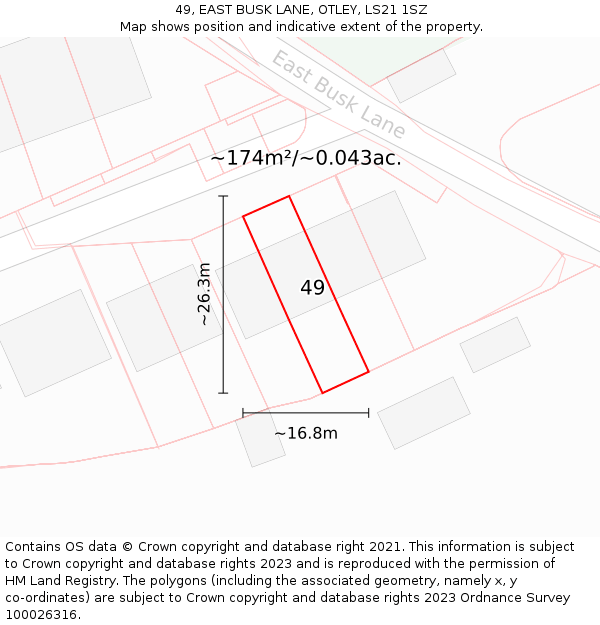 49, EAST BUSK LANE, OTLEY, LS21 1SZ: Plot and title map