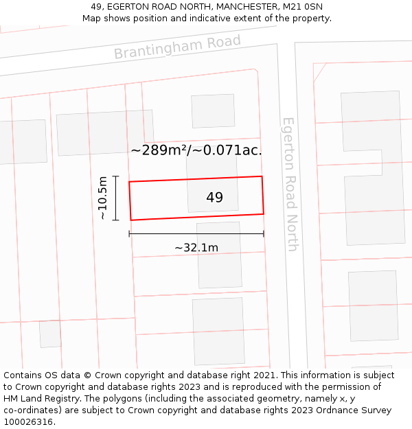 49, EGERTON ROAD NORTH, MANCHESTER, M21 0SN: Plot and title map