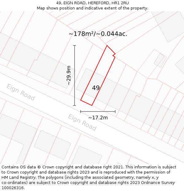 49, EIGN ROAD, HEREFORD, HR1 2RU: Plot and title map