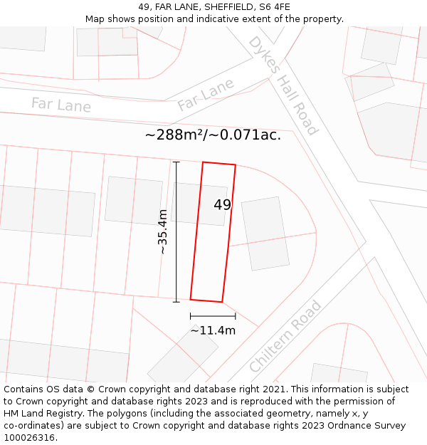 49, FAR LANE, SHEFFIELD, S6 4FE: Plot and title map