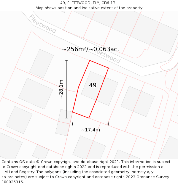 49, FLEETWOOD, ELY, CB6 1BH: Plot and title map