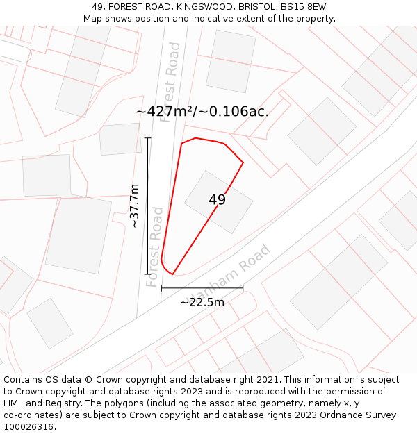 49, FOREST ROAD, KINGSWOOD, BRISTOL, BS15 8EW: Plot and title map
