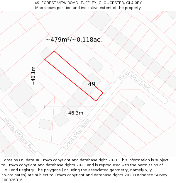 49, FOREST VIEW ROAD, TUFFLEY, GLOUCESTER, GL4 0BY: Plot and title map