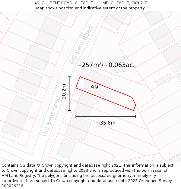 49, GILLBENT ROAD, CHEADLE HULME, CHEADLE, SK8 7LE: Plot and title map