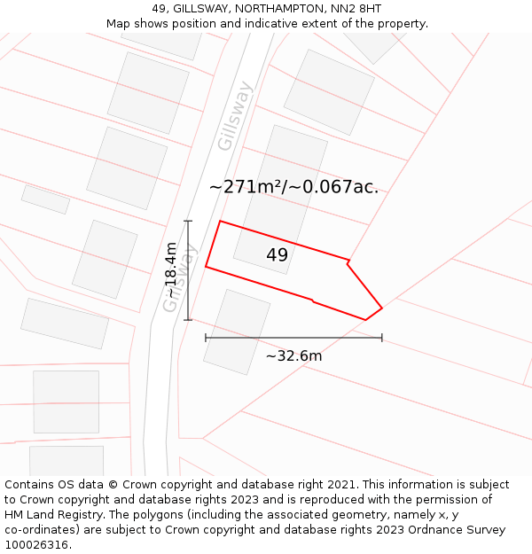 49, GILLSWAY, NORTHAMPTON, NN2 8HT: Plot and title map