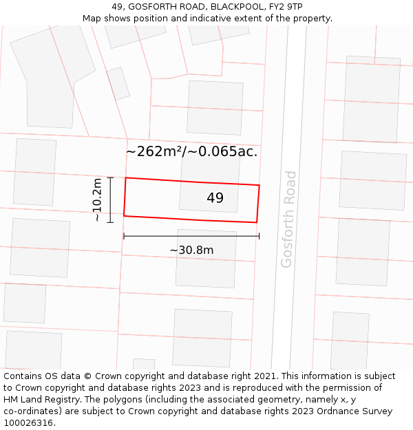 49, GOSFORTH ROAD, BLACKPOOL, FY2 9TP: Plot and title map