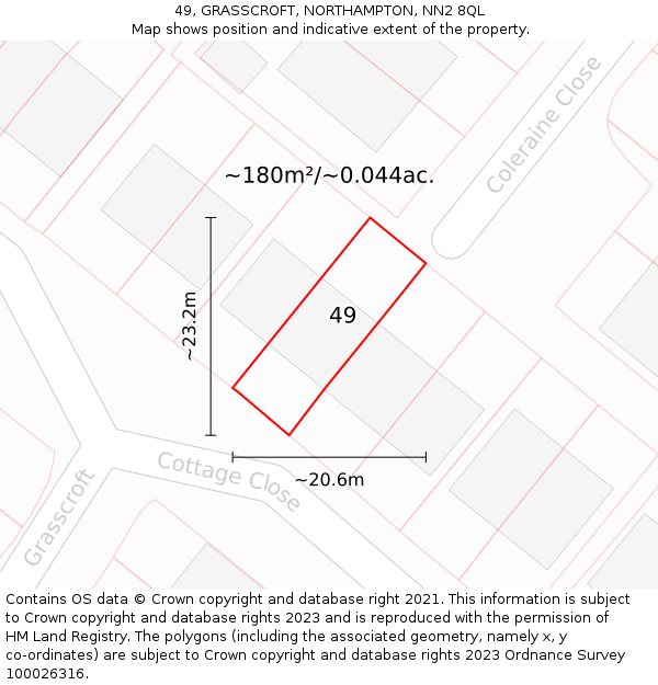 49, GRASSCROFT, NORTHAMPTON, NN2 8QL: Plot and title map