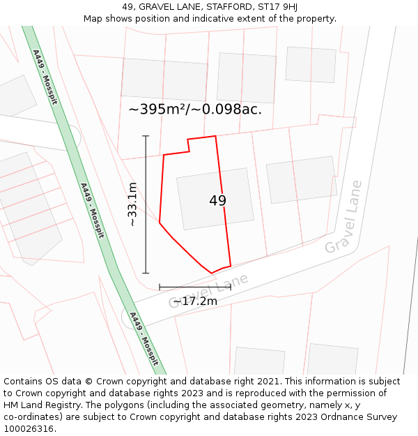49, GRAVEL LANE, STAFFORD, ST17 9HJ: Plot and title map