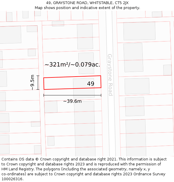 49, GRAYSTONE ROAD, WHITSTABLE, CT5 2JX: Plot and title map