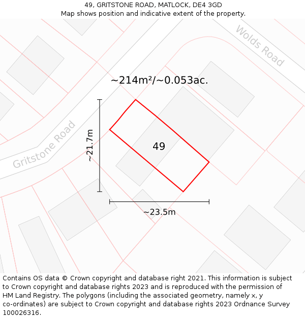 49, GRITSTONE ROAD, MATLOCK, DE4 3GD: Plot and title map