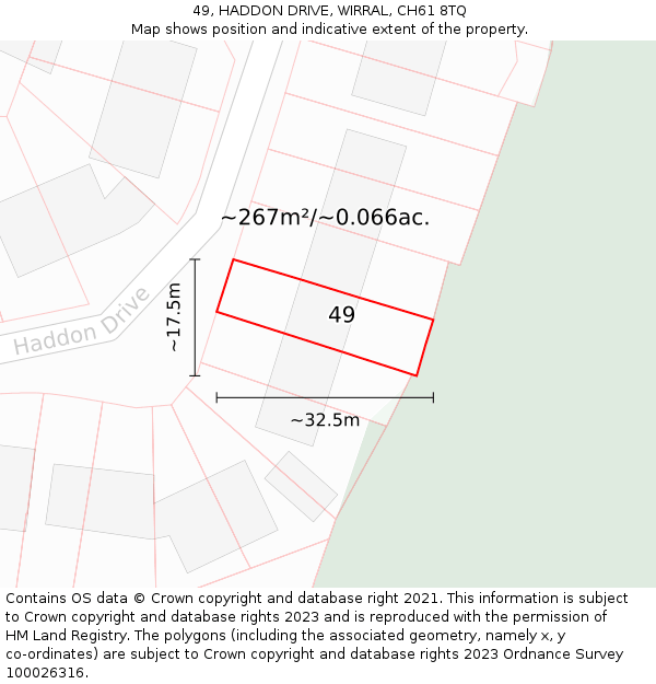 49, HADDON DRIVE, WIRRAL, CH61 8TQ: Plot and title map