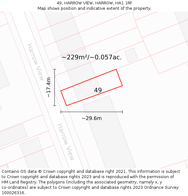 49, HARROW VIEW, HARROW, HA1 1RF: Plot and title map