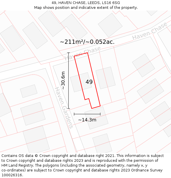 49, HAVEN CHASE, LEEDS, LS16 6SG: Plot and title map