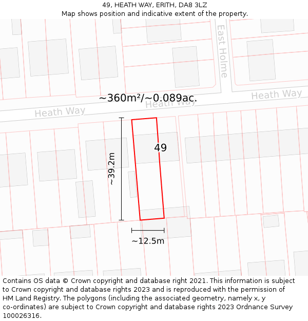 49, HEATH WAY, ERITH, DA8 3LZ: Plot and title map