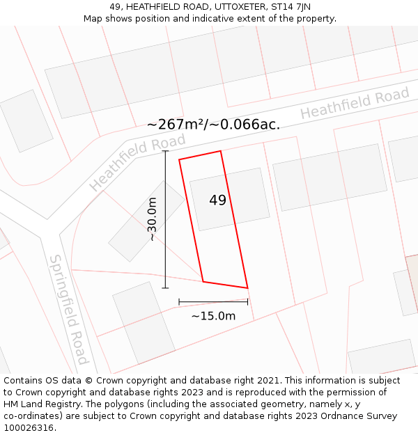 49, HEATHFIELD ROAD, UTTOXETER, ST14 7JN: Plot and title map