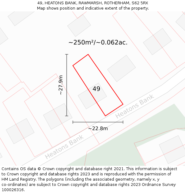 49, HEATONS BANK, RAWMARSH, ROTHERHAM, S62 5RX: Plot and title map