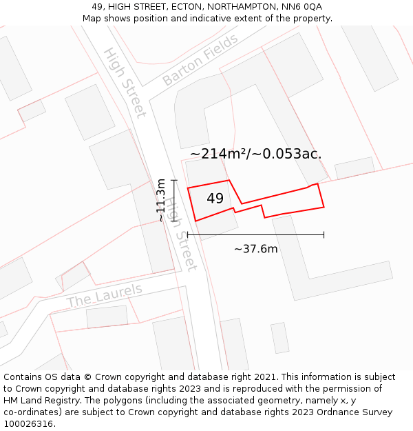 49, HIGH STREET, ECTON, NORTHAMPTON, NN6 0QA: Plot and title map