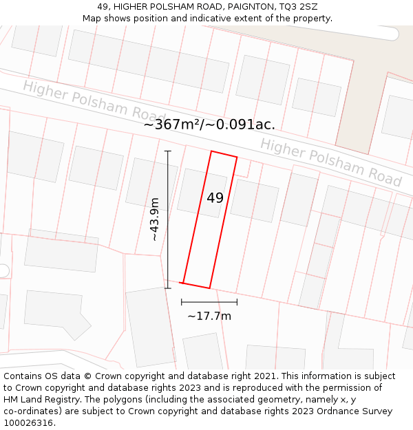 49, HIGHER POLSHAM ROAD, PAIGNTON, TQ3 2SZ: Plot and title map