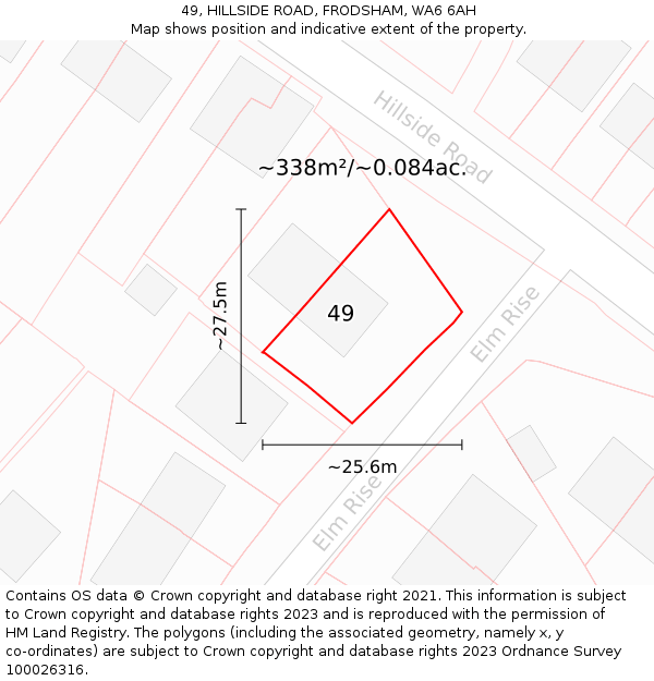 49, HILLSIDE ROAD, FRODSHAM, WA6 6AH: Plot and title map