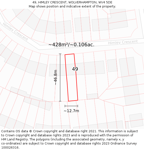 49, HIMLEY CRESCENT, WOLVERHAMPTON, WV4 5DE: Plot and title map