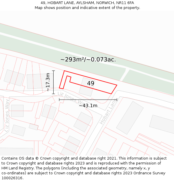 49, HOBART LANE, AYLSHAM, NORWICH, NR11 6FA: Plot and title map