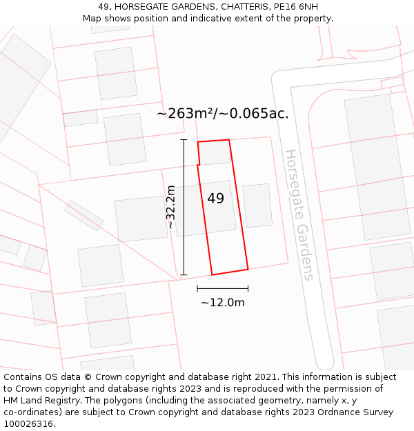 49, HORSEGATE GARDENS, CHATTERIS, PE16 6NH: Plot and title map