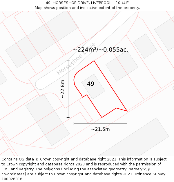 49, HORSESHOE DRIVE, LIVERPOOL, L10 4UF: Plot and title map