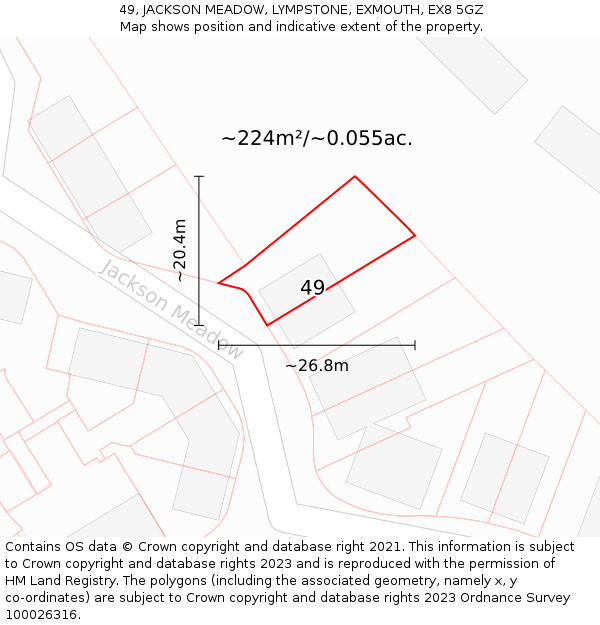 49, JACKSON MEADOW, LYMPSTONE, EXMOUTH, EX8 5GZ: Plot and title map