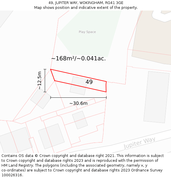49, JUPITER WAY, WOKINGHAM, RG41 3GE: Plot and title map