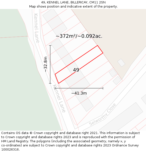 49, KENNEL LANE, BILLERICAY, CM11 2SN: Plot and title map