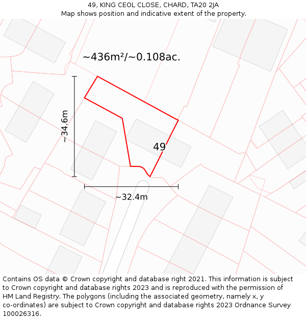 49, KING CEOL CLOSE, CHARD, TA20 2JA: Plot and title map