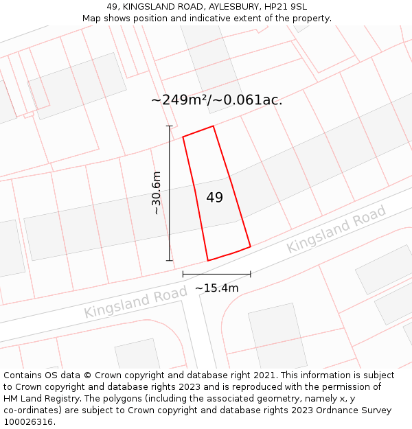 49, KINGSLAND ROAD, AYLESBURY, HP21 9SL: Plot and title map