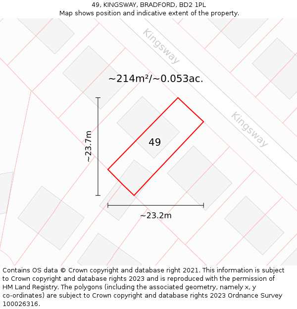 49, KINGSWAY, BRADFORD, BD2 1PL: Plot and title map