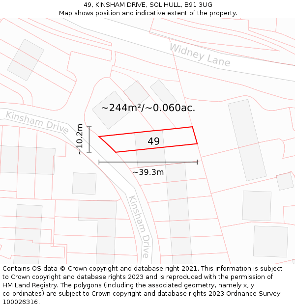 49, KINSHAM DRIVE, SOLIHULL, B91 3UG: Plot and title map