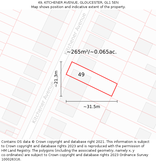 49, KITCHENER AVENUE, GLOUCESTER, GL1 5EN: Plot and title map