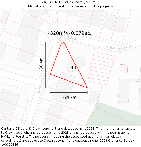 49, LAKENFIELDS, NORWICH, NR1 2HB: Plot and title map