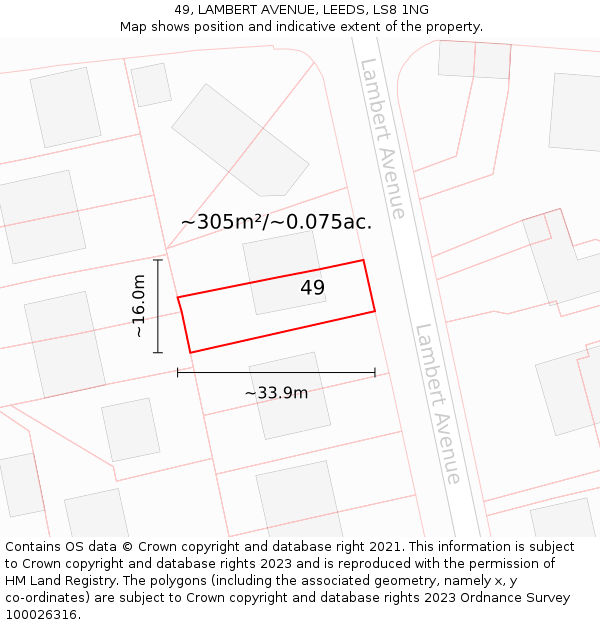 49, LAMBERT AVENUE, LEEDS, LS8 1NG: Plot and title map