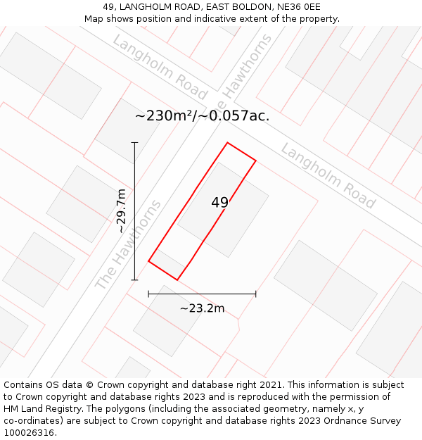 49, LANGHOLM ROAD, EAST BOLDON, NE36 0EE: Plot and title map