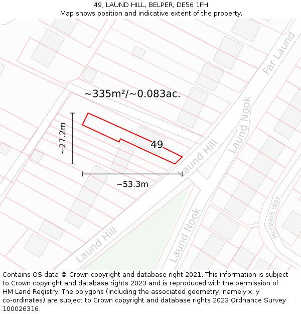 49, LAUND HILL, BELPER, DE56 1FH: Plot and title map