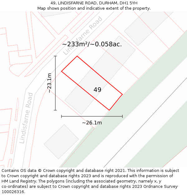 49, LINDISFARNE ROAD, DURHAM, DH1 5YH: Plot and title map