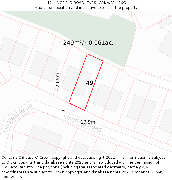 49, LINGFIELD ROAD, EVESHAM, WR11 2XG: Plot and title map