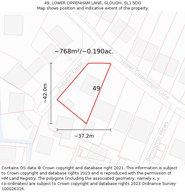 49, LOWER CIPPENHAM LANE, SLOUGH, SL1 5DG: Plot and title map