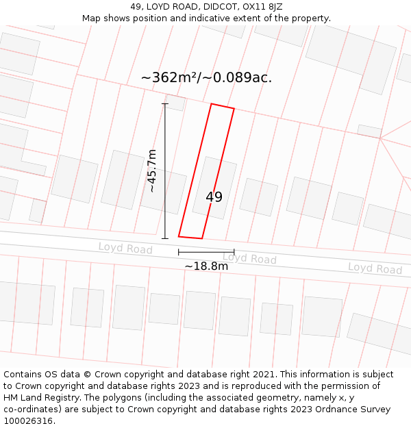 49, LOYD ROAD, DIDCOT, OX11 8JZ: Plot and title map