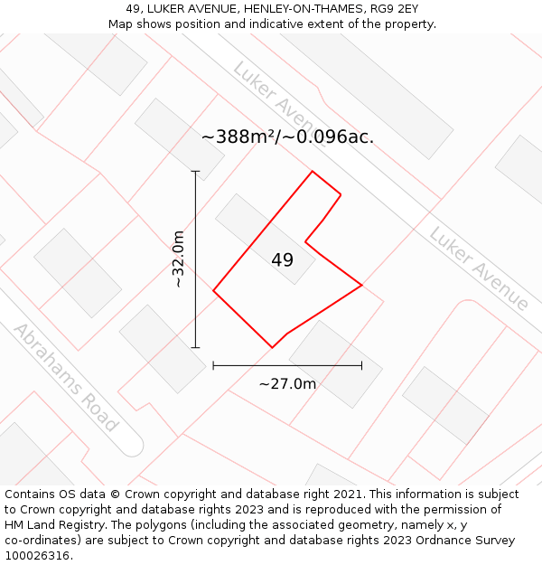49, LUKER AVENUE, HENLEY-ON-THAMES, RG9 2EY: Plot and title map