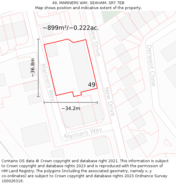 49, MARINERS WAY, SEAHAM, SR7 7EB: Plot and title map